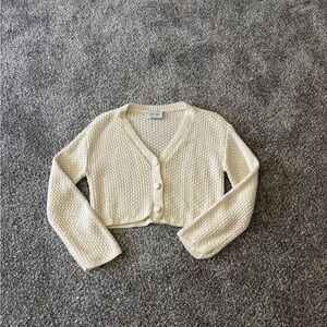 Pink Rose Cream Knit Cardigan